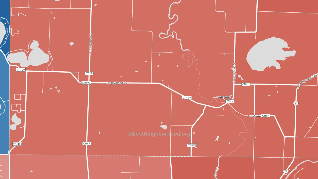 Underhill, WI block-group political-lean map