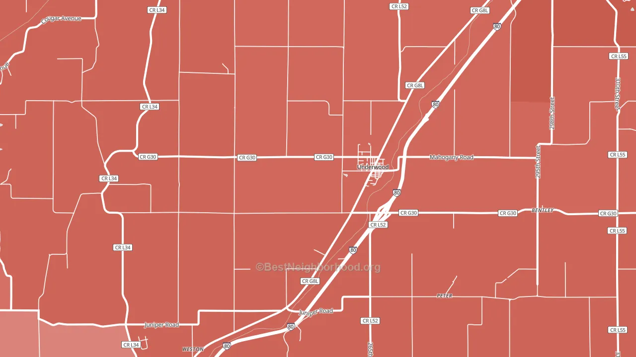 Underwood, IA block-group political-lean map