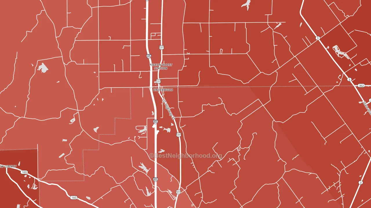 Underwood, IN block-group political-lean map