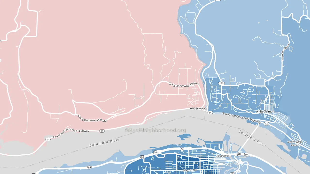 Underwood, WA block-group political-lean map