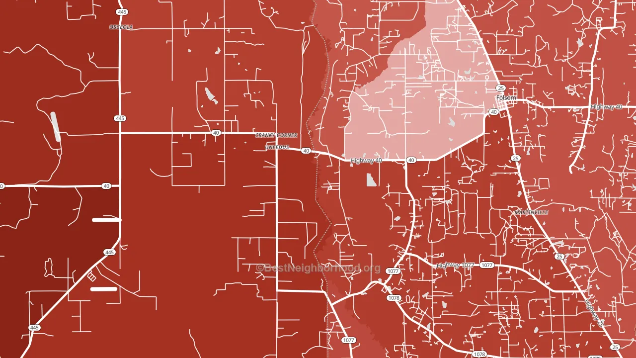 Uneedus, LA block-group political-lean map