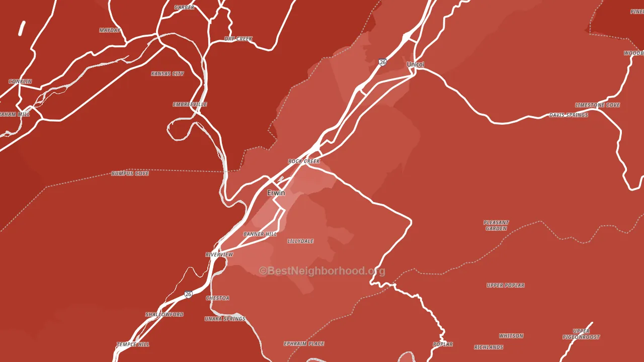 Unicoi County, TN block-group political-lean map