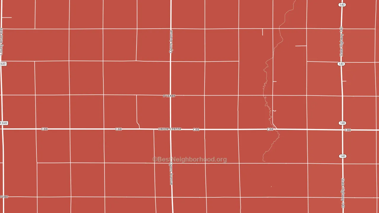 Union Center, IA block-group political-lean map