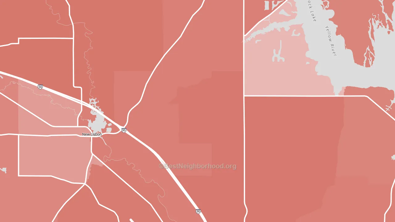 Union Center, WI block-group political-lean map