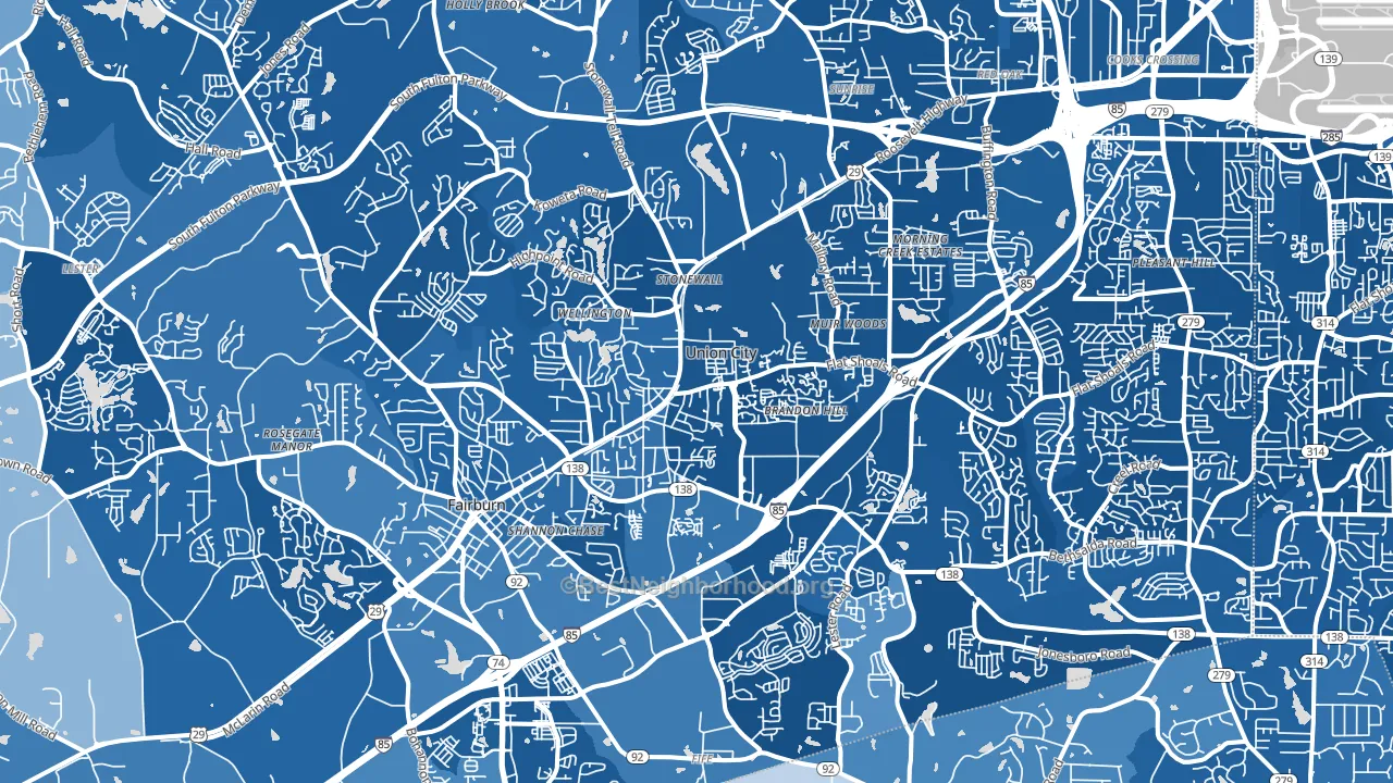 Union City, GA block-group political-lean map