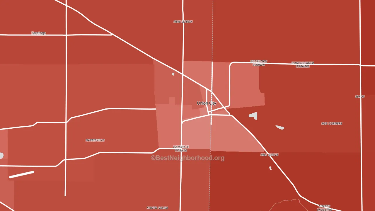 Union City, IN block-group political-lean map