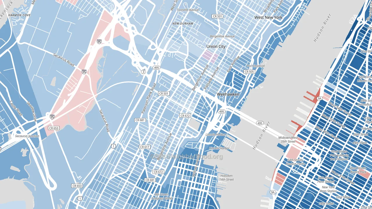 Union City, NJ block-group political-lean map