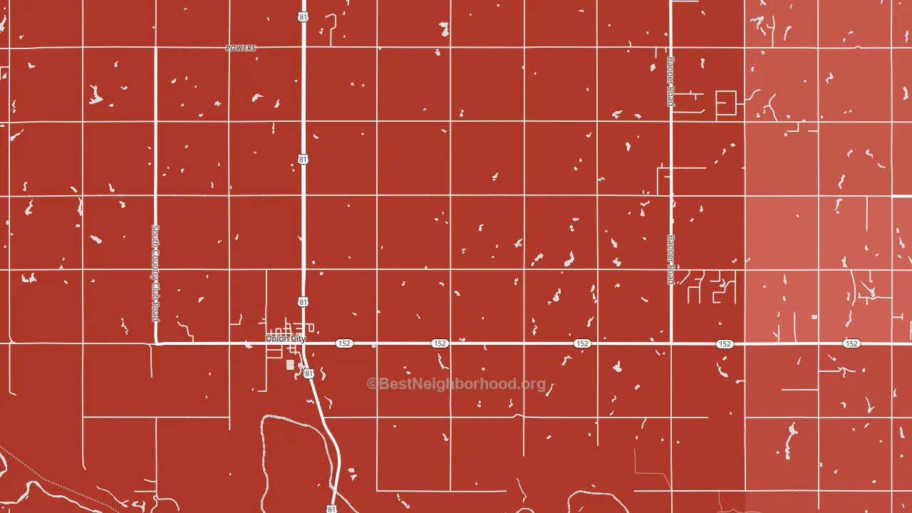 Union City, OK block-group political-lean map