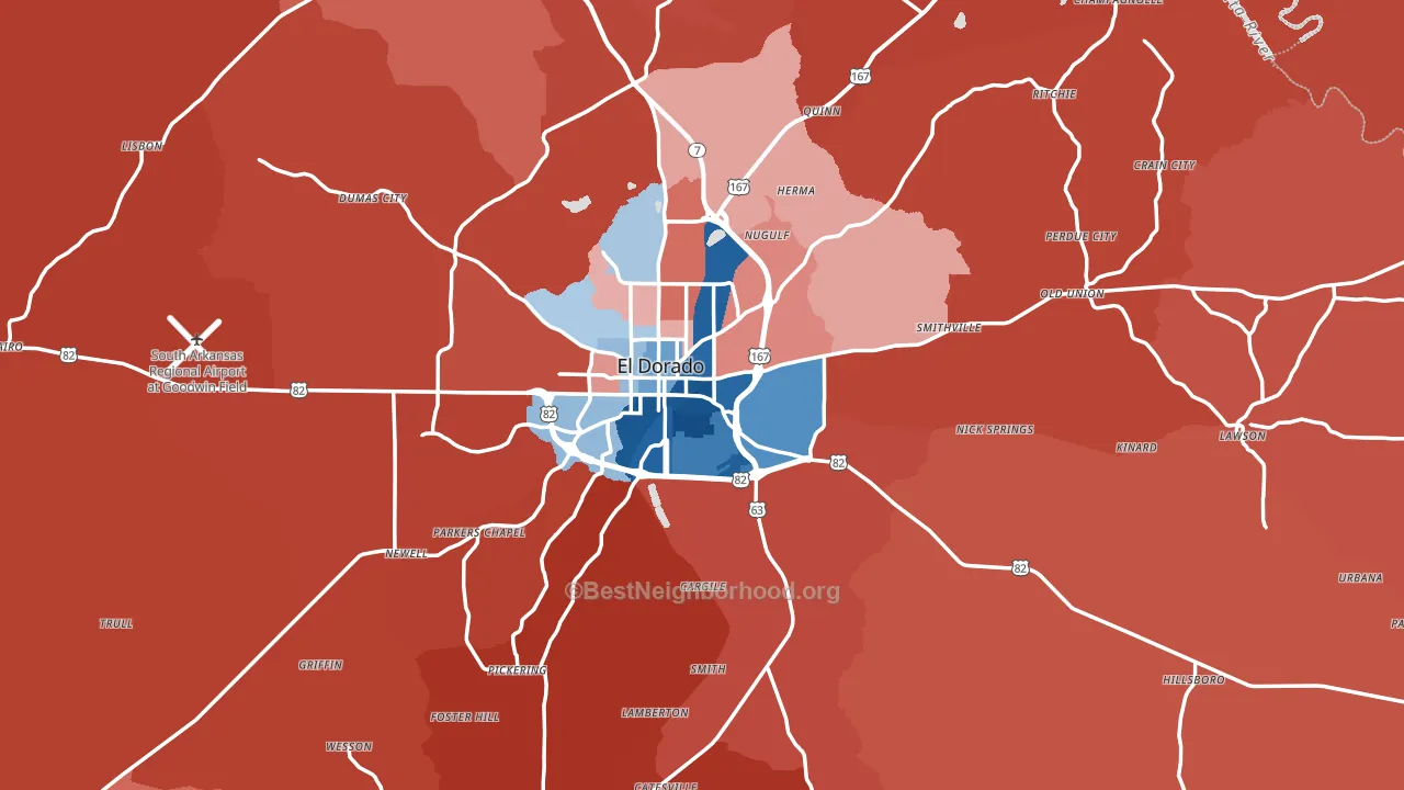 Union County, AR block-group political-lean map