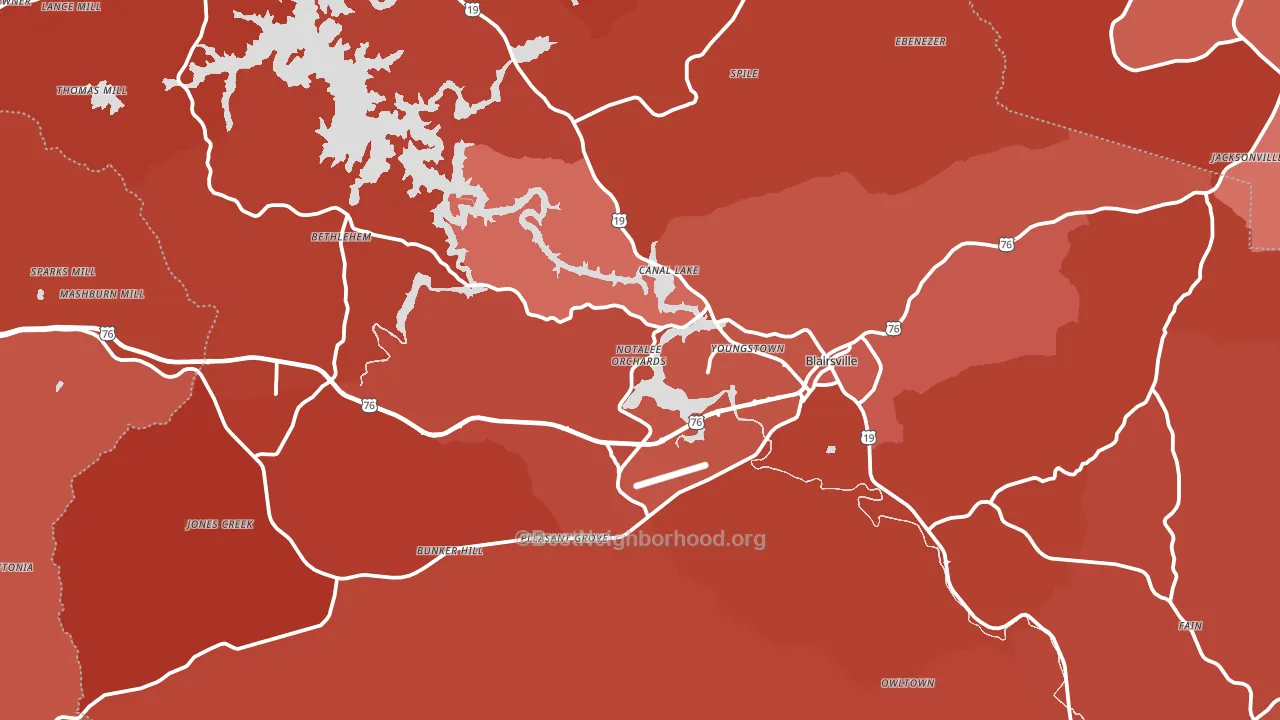 Union County, GA block-group political-lean map