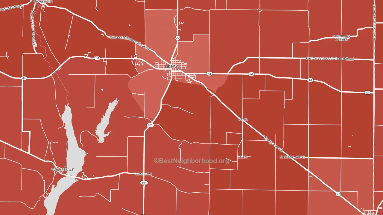 Union County, IN block-group political-lean map