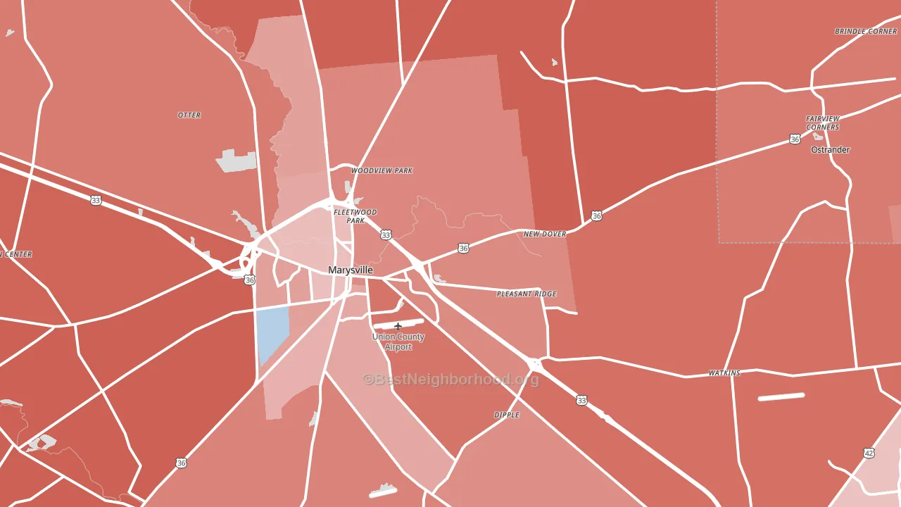 Union County, OH block-group political-lean map