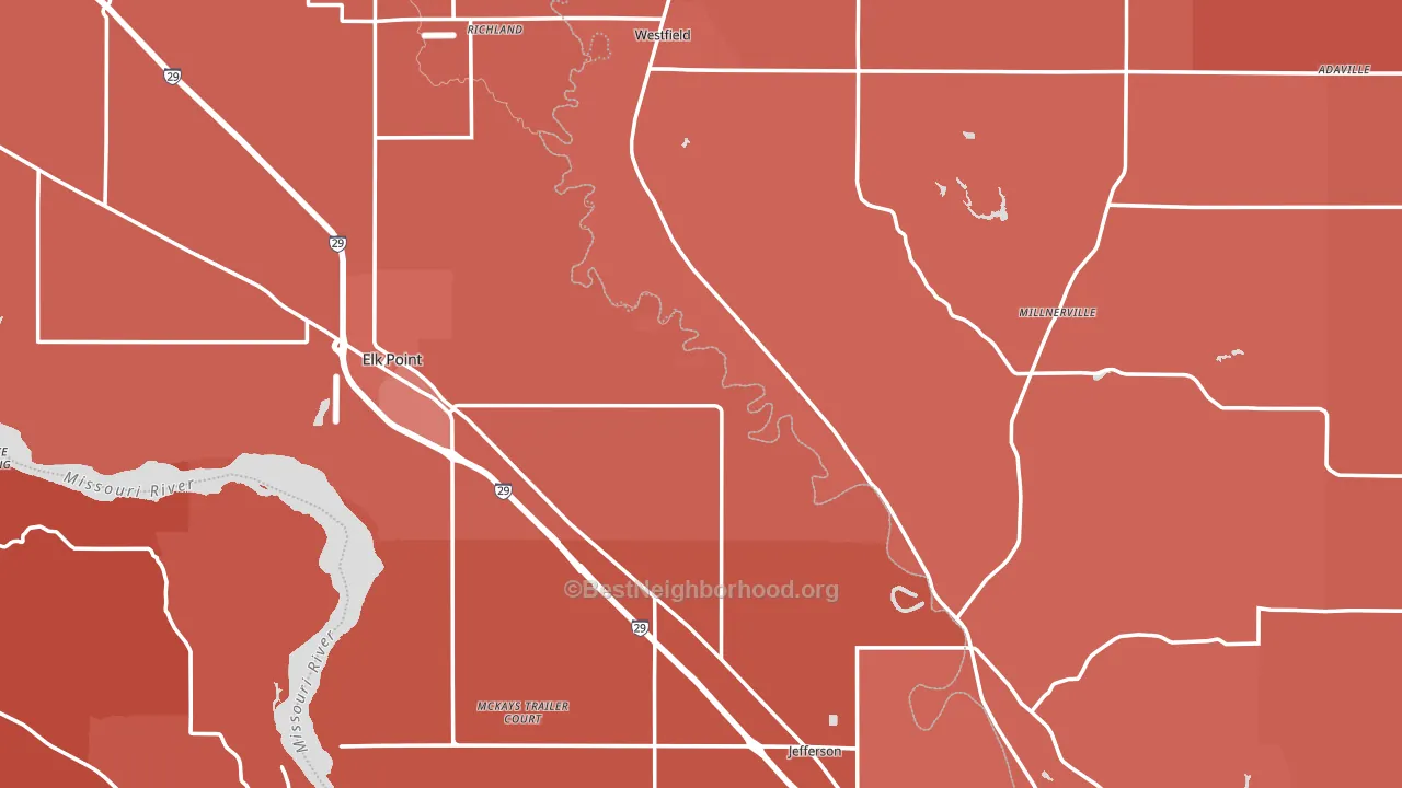 Union County, SD block-group political-lean map
