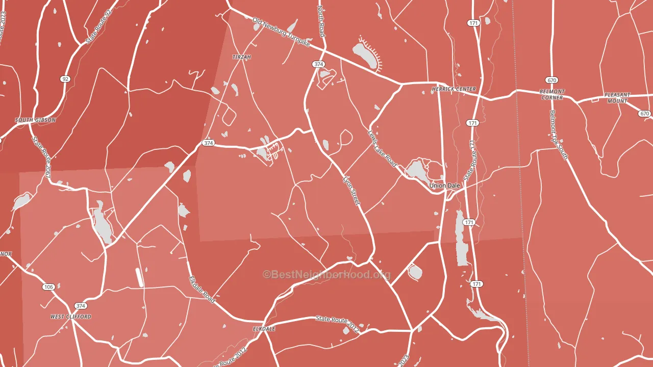 Union Dale, PA block-group political-lean map