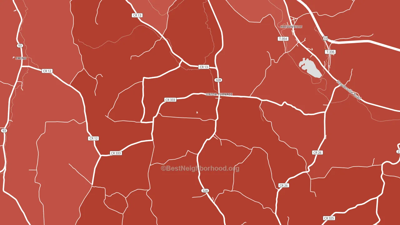 Union Furnace, OH block-group political-lean map