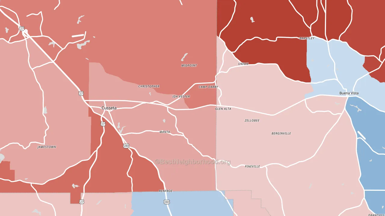 Union, GA block-group political-lean map