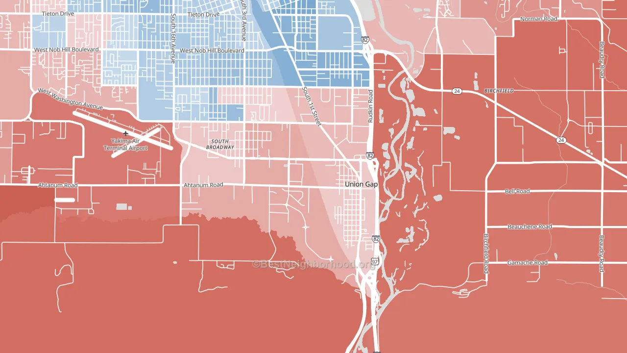 Union Gap, WA block-group political-lean map