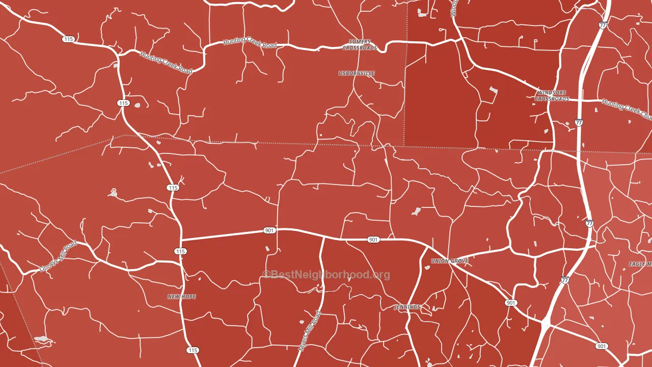 Union Grove, NC block-group political-lean map
