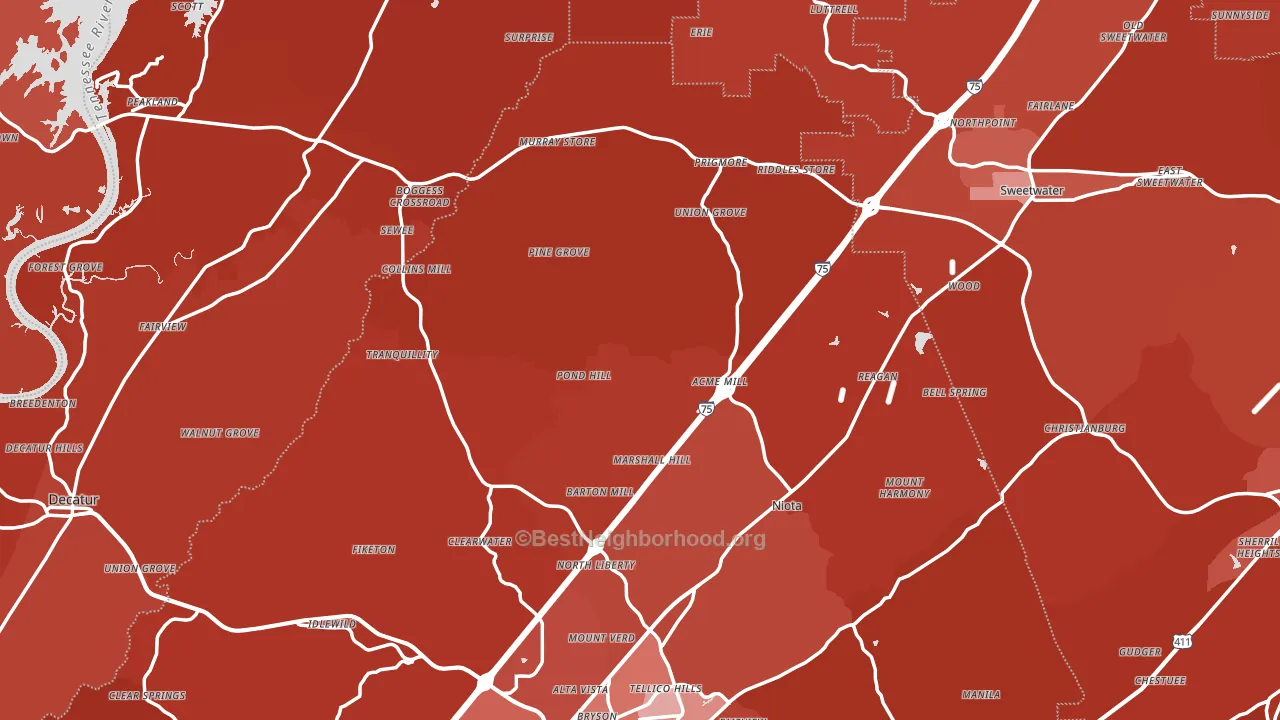 Union Grove, TN block-group political-lean map