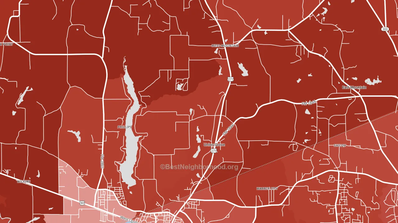 Union Grove, TX block-group political-lean map