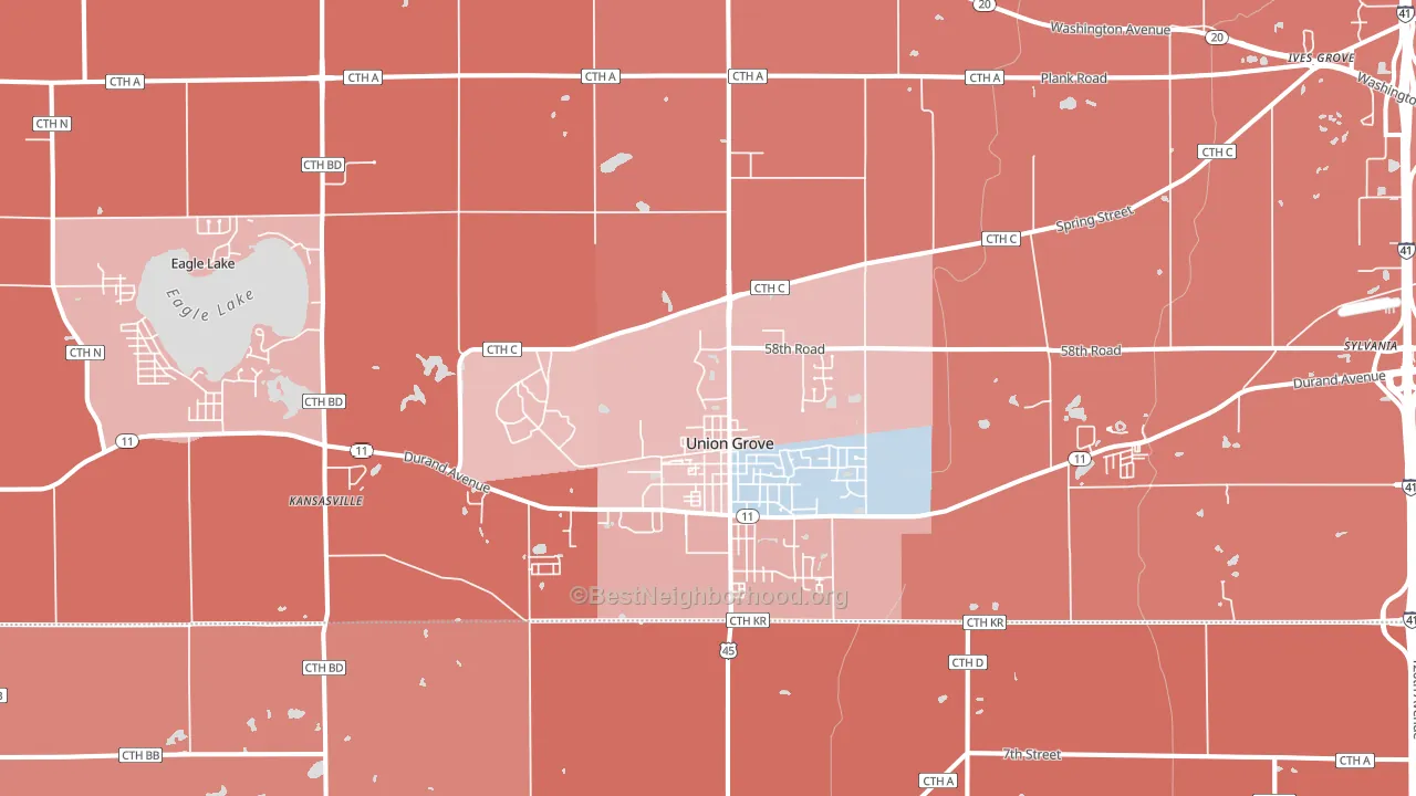 Union Grove, WI block-group political-lean map