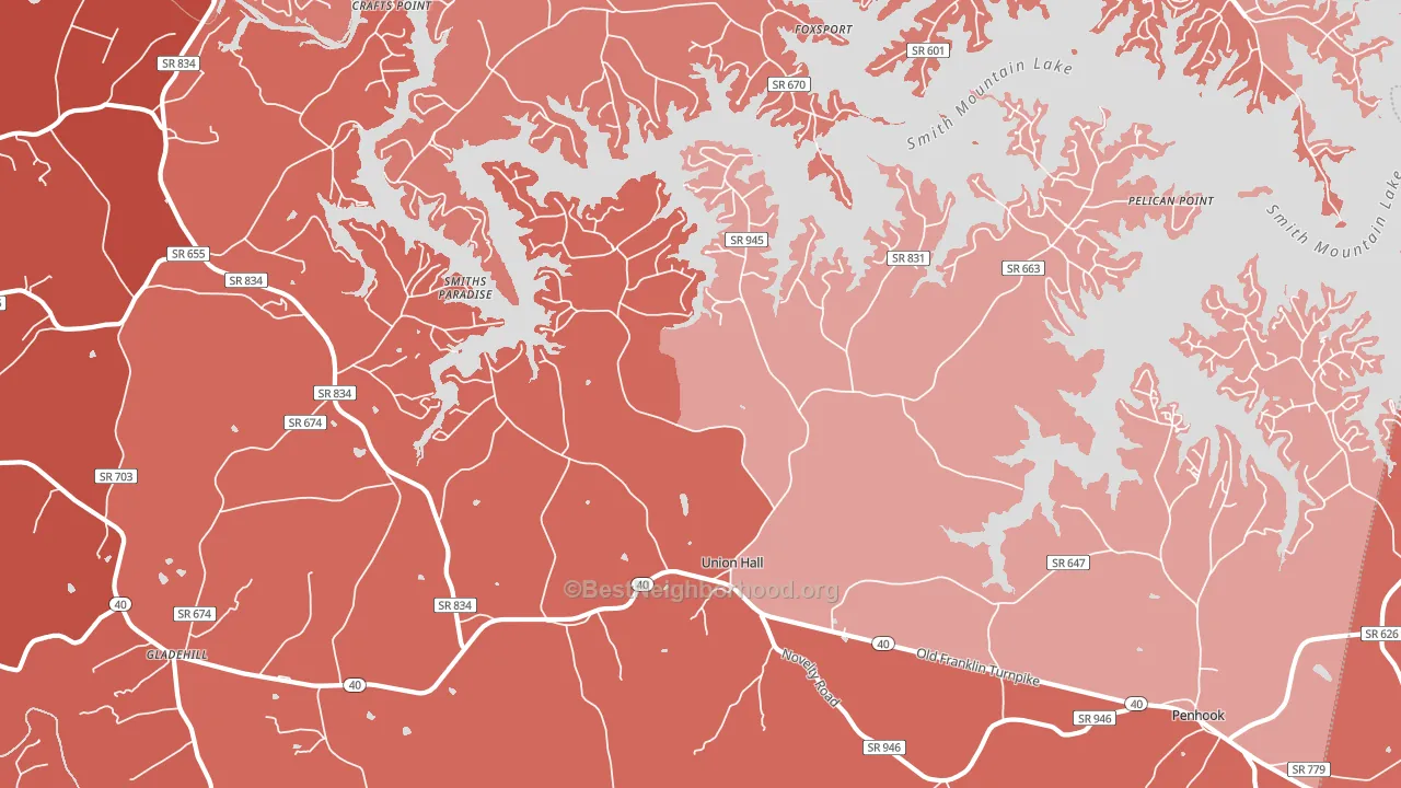Union Hall, VA block-group political-lean map