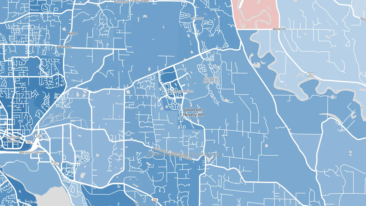 Union Hill-Novelty Hill, WA block-group political-lean map