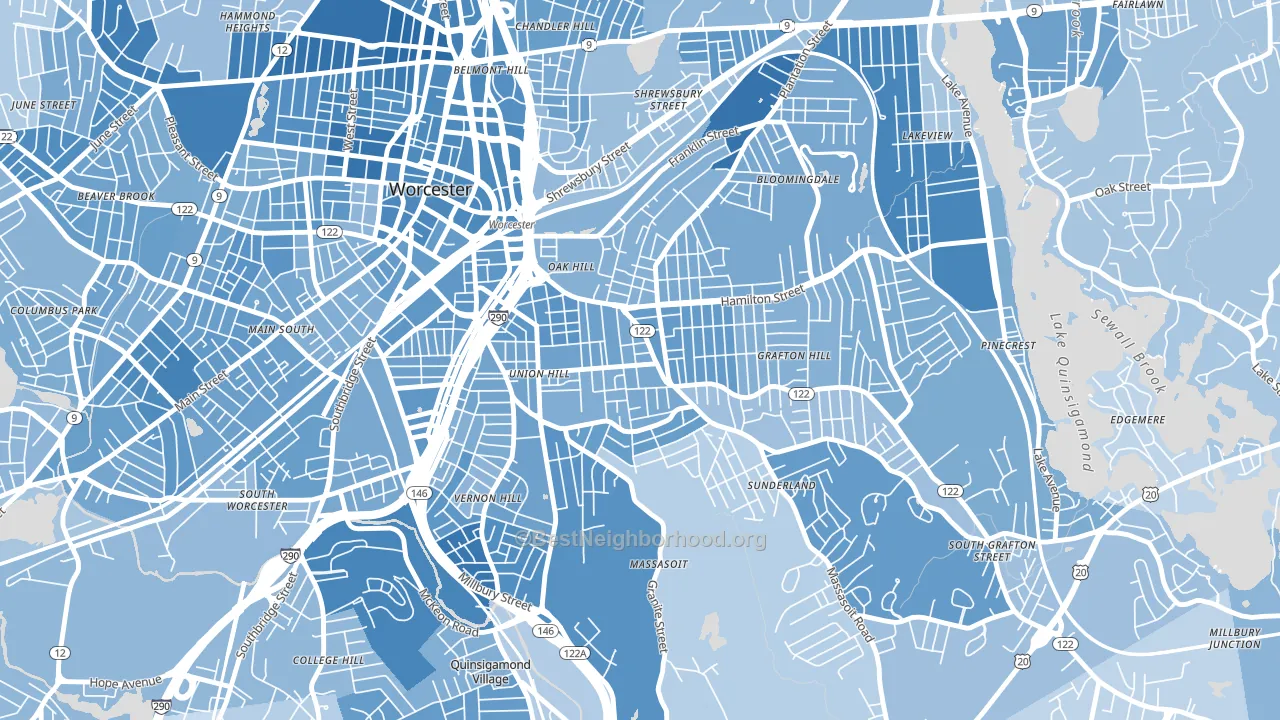 Union Hill, Worcester, MA block-group political-lean map