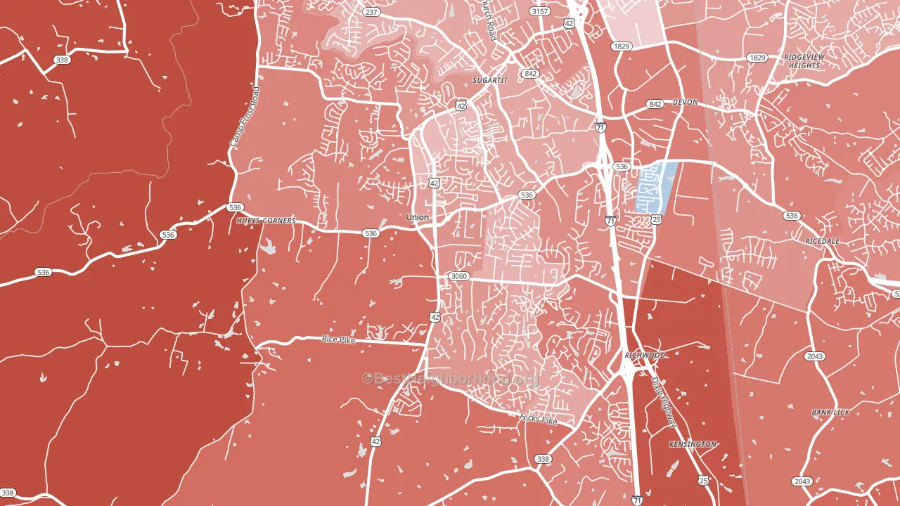 Union, KY block-group political-lean map
