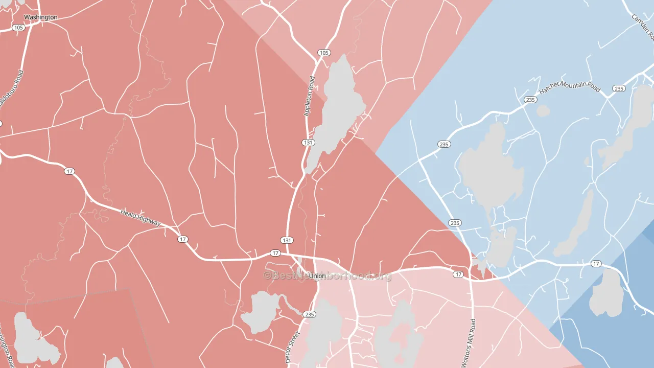Union, ME block-group political-lean map