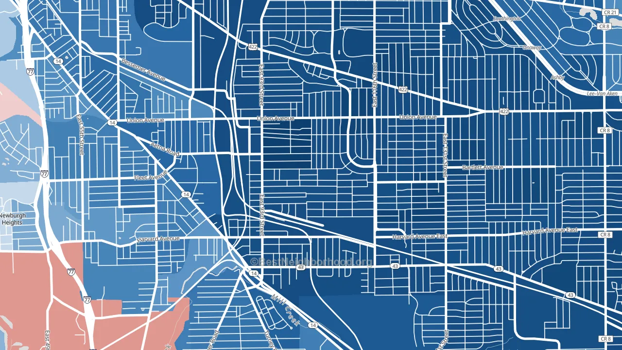 Union-Miles Park, Cleveland, OH block-group political-lean map