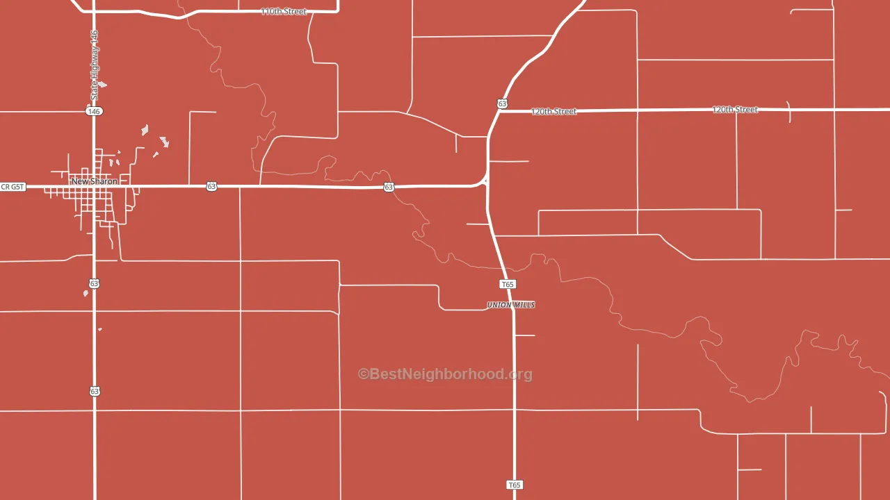 Union Mills, IA block-group political-lean map