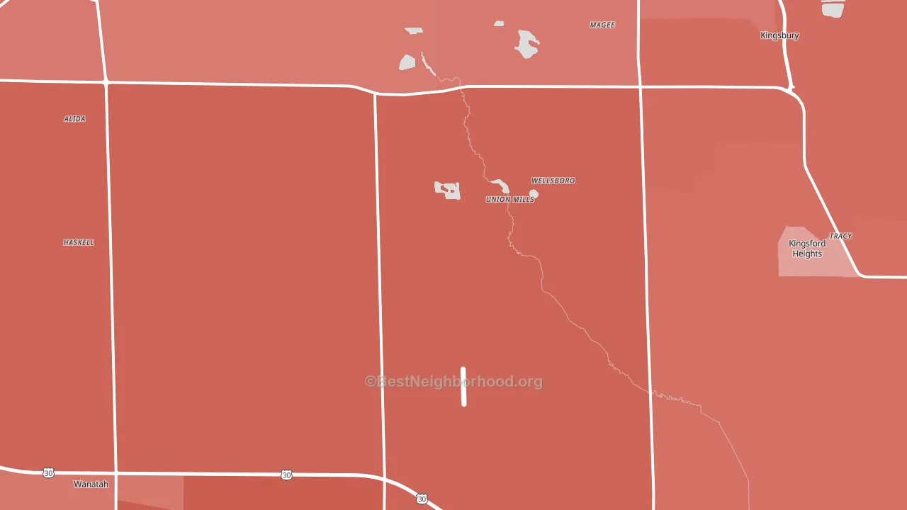 Union Mills, IN block-group political-lean map