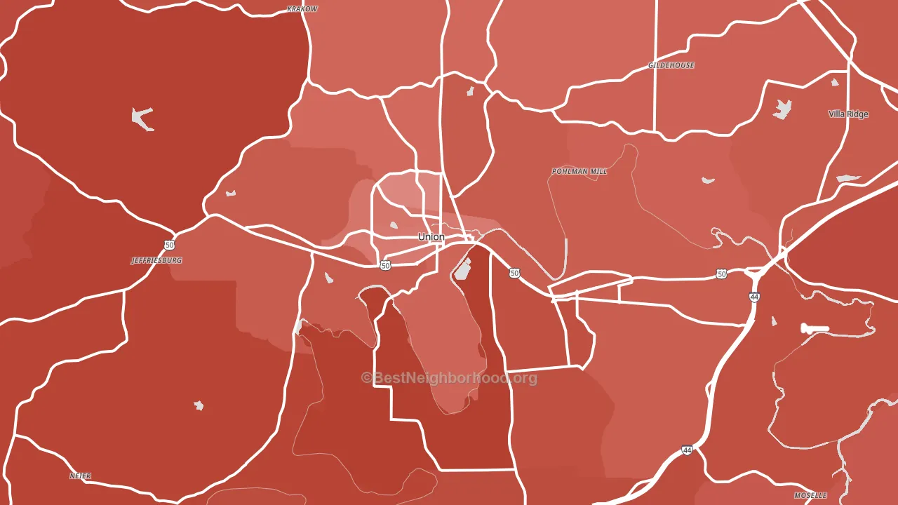Union, MO block-group political-lean map