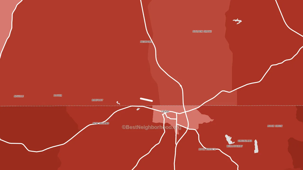 Union, MS block-group political-lean map