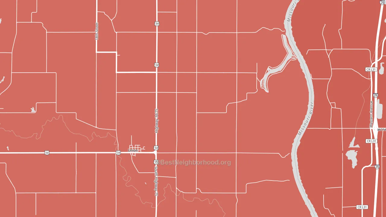Union, NE block-group political-lean map