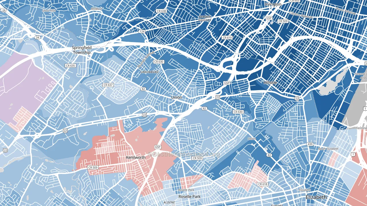 Union, NJ block-group political-lean map
