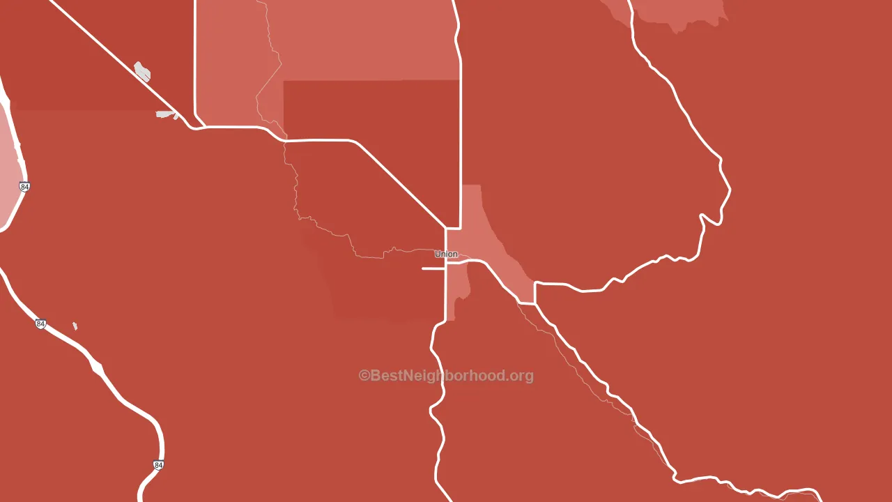 Union, OR block-group political-lean map