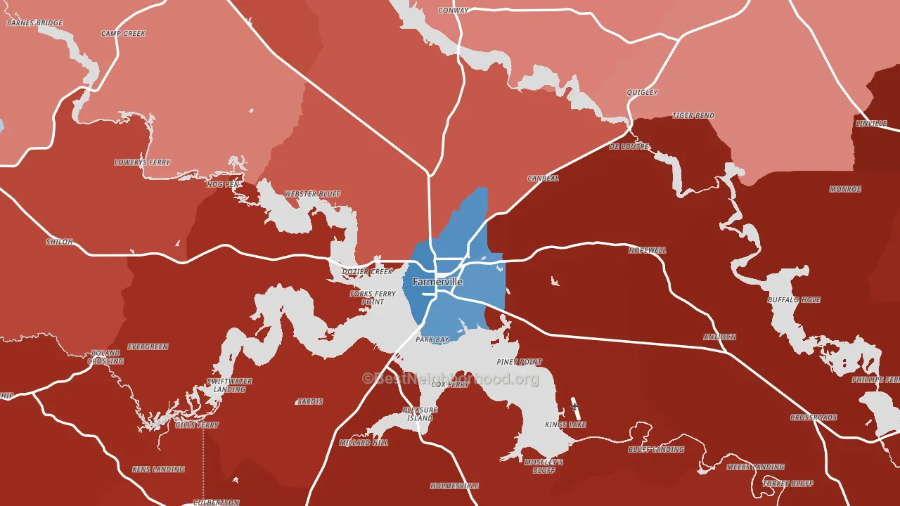 Union Parish, LA block-group political-lean map