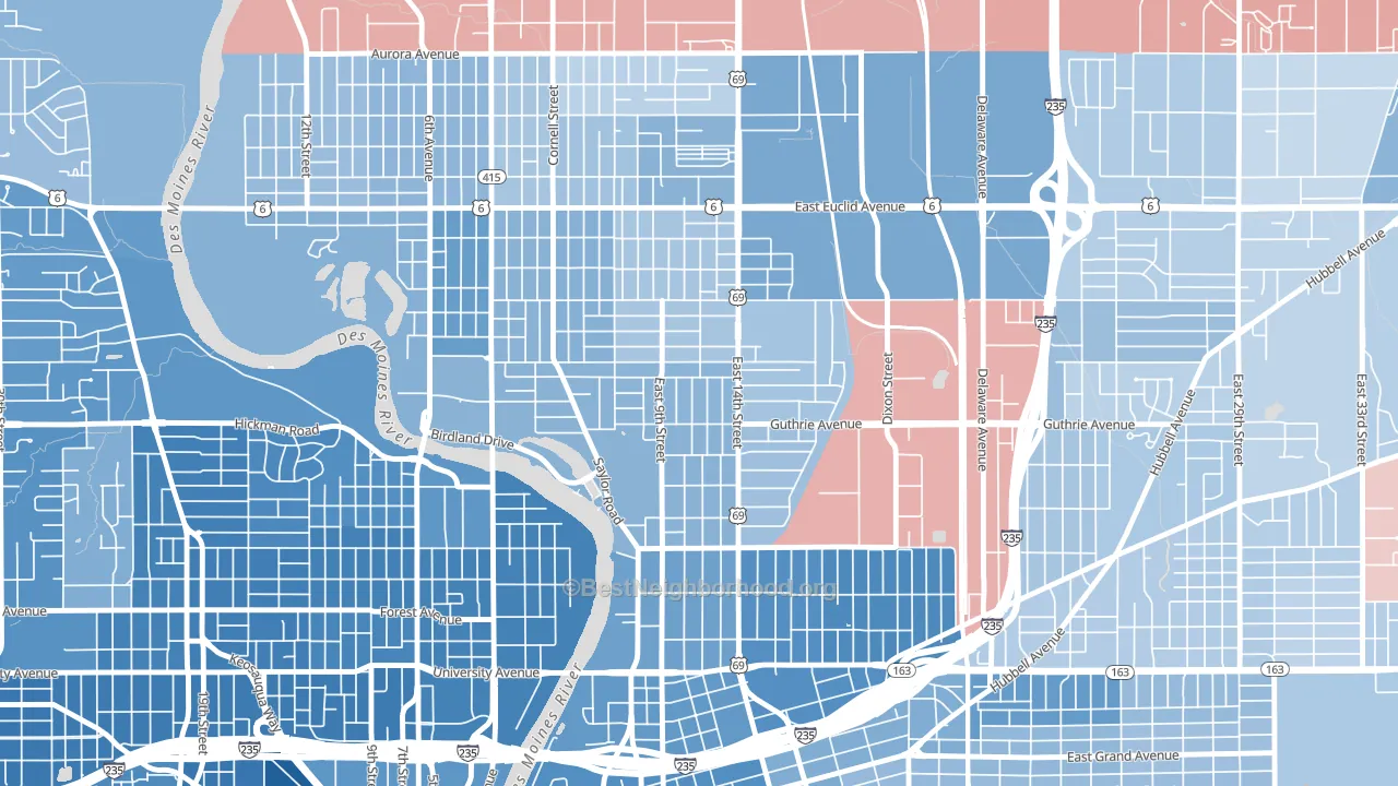Union Park, Des Moines, IA block-group political-lean map