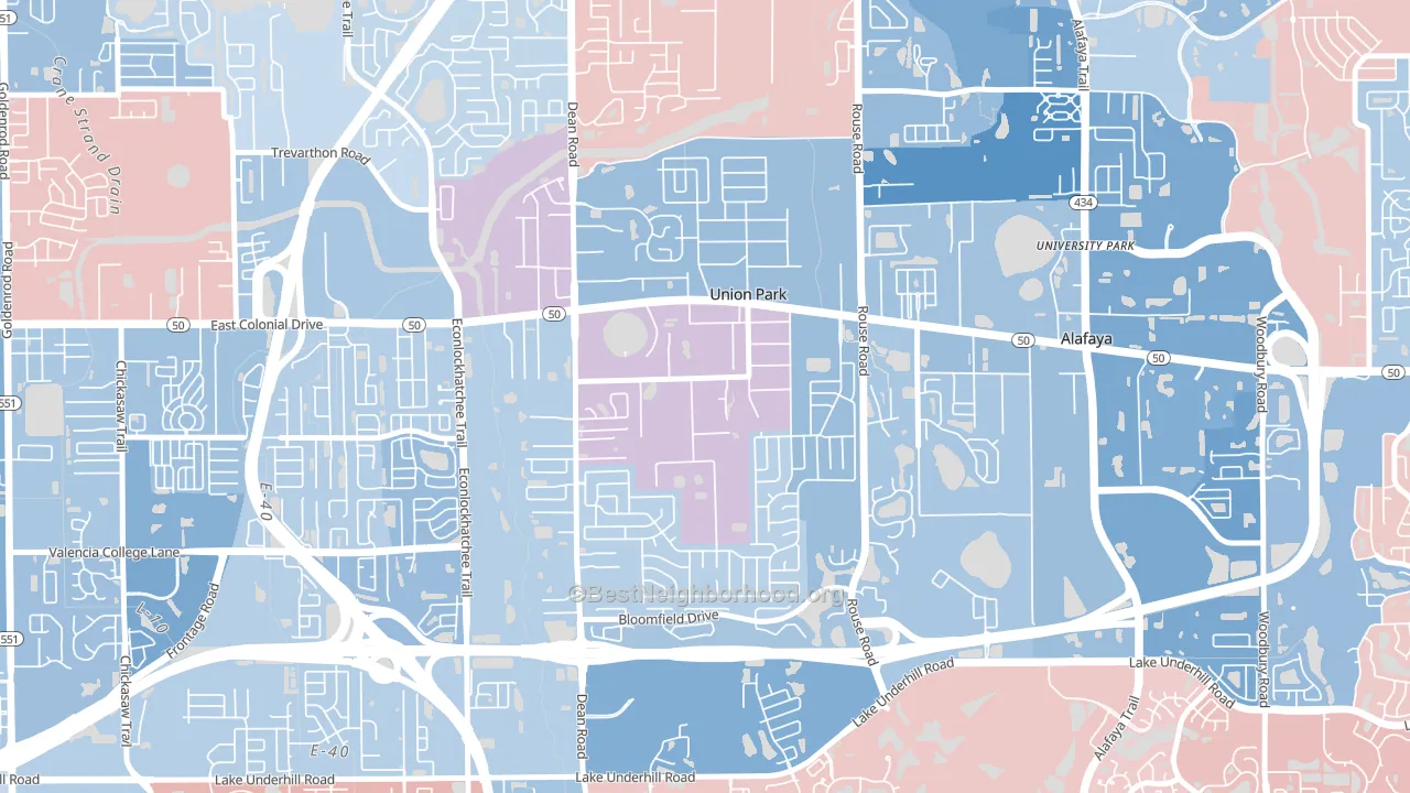 Union Park, FL block-group political-lean map