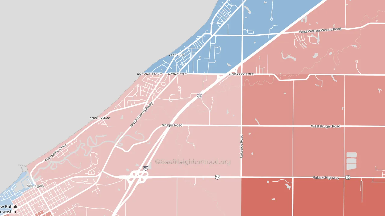 Union Pier, MI block-group political-lean map