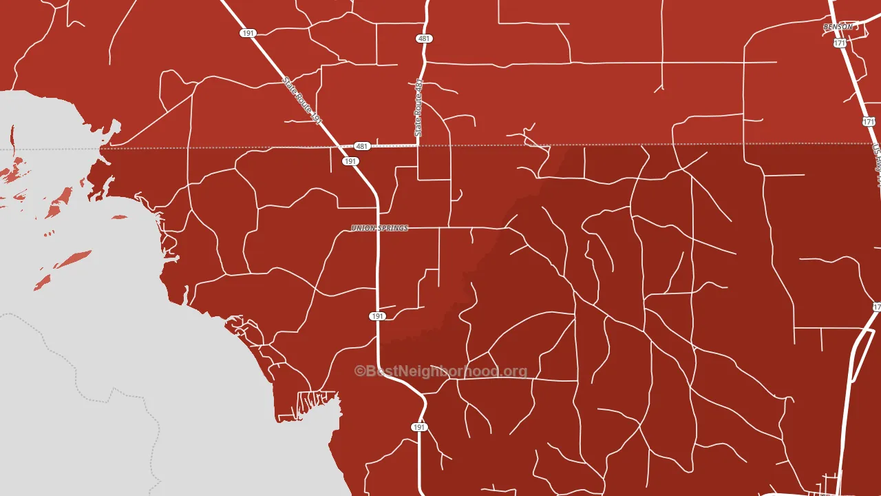 Union Springs, LA block-group political-lean map