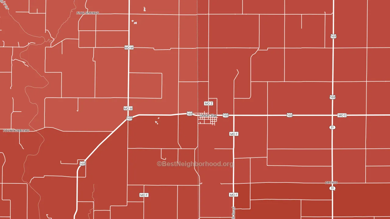 Union Star, MO block-group political-lean map
