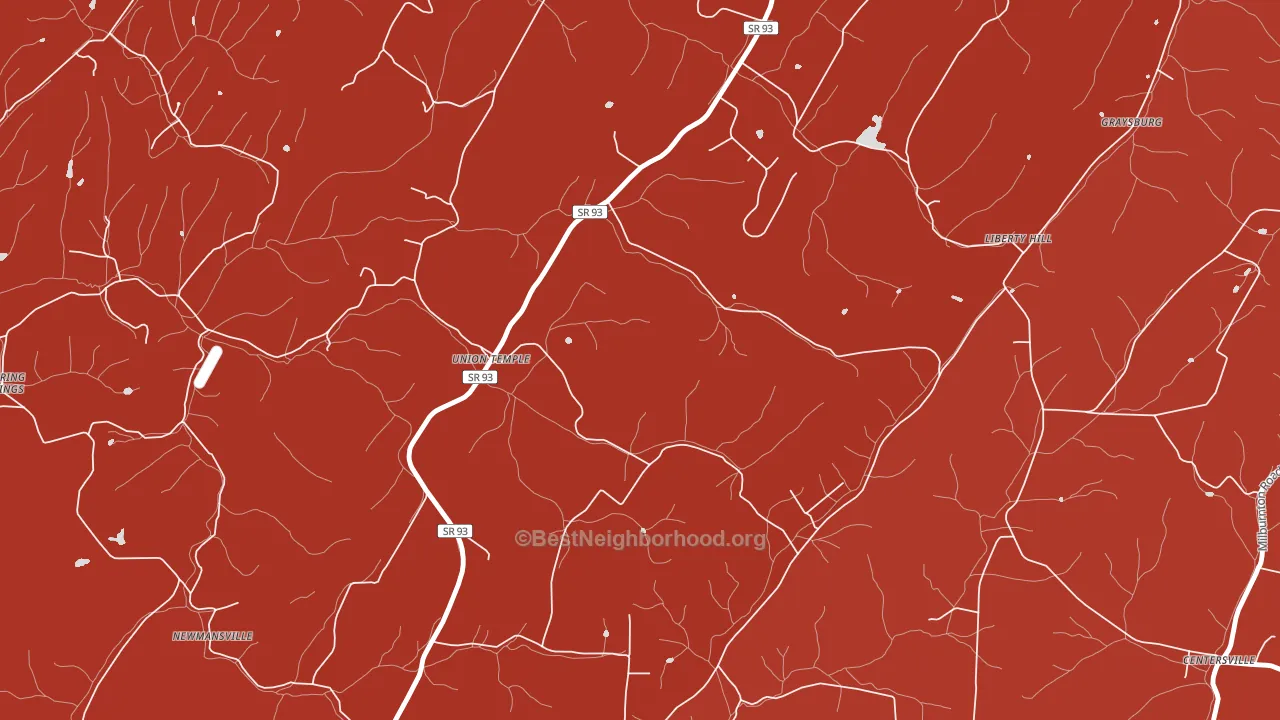 Union Temple, TN block-group political-lean map