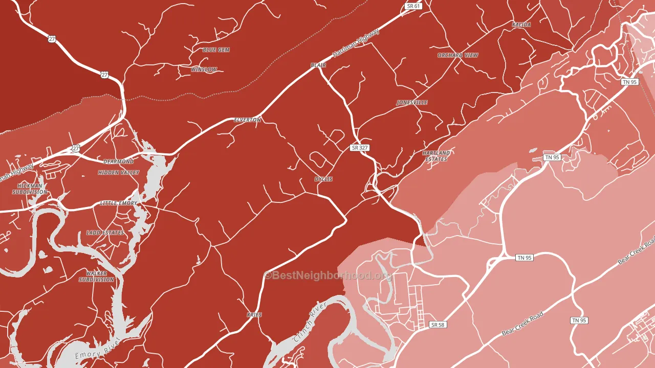 Union, TN block-group political-lean map