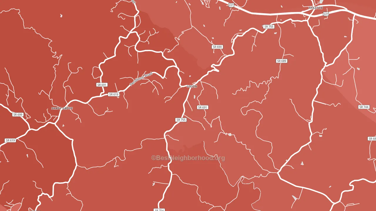 Union, VA block-group political-lean map