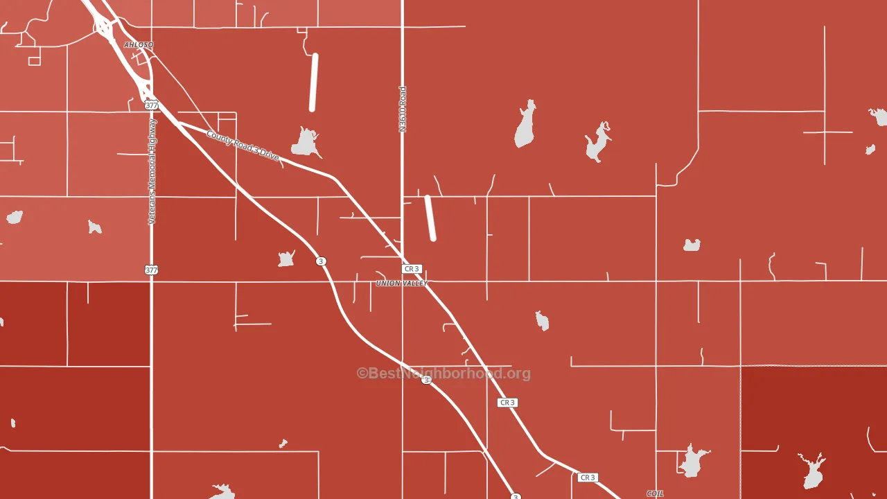 Union Valley, OK block-group political-lean map
