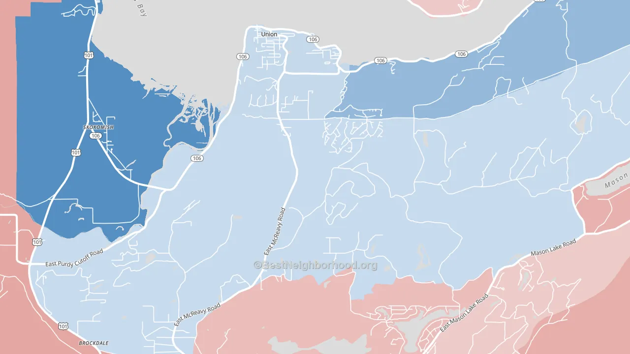 Union, WA block-group political-lean map