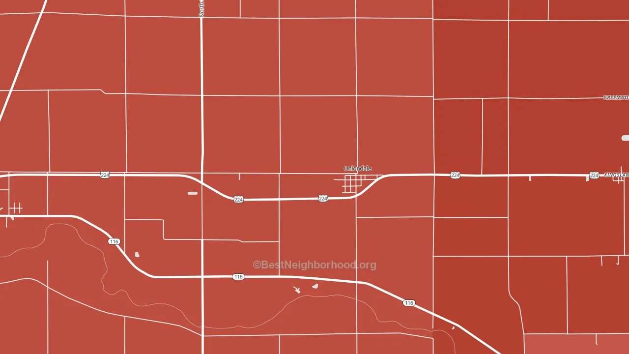 Uniondale, IN block-group political-lean map